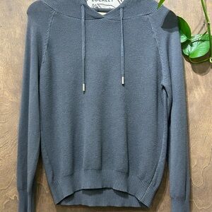Soft, Comfy Knit Dark Gray Raglan Hoodie Sweater